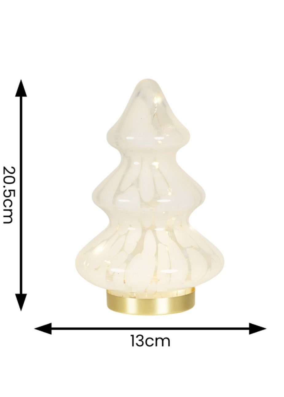 ValueLights White Confetti Glass LED Lit Christmas Tree Decoration (20.5cm x 13cm x 13cm)