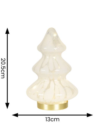 ValueLights White Confetti Glass LED Lit Christmas Tree Decoration (20.5cm x 13cm x 13cm)