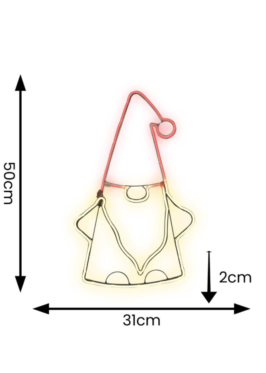 ValueLights White Gordon Neon Style LED Lit Gonk Decoration (50cm x 31cm x 2cm)