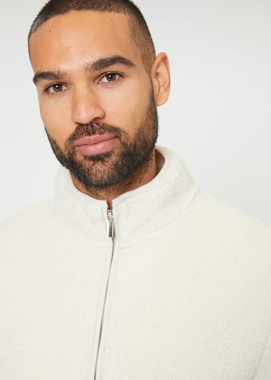 Threadbare Natural Zip Through Funnel Neck Borg Fleece