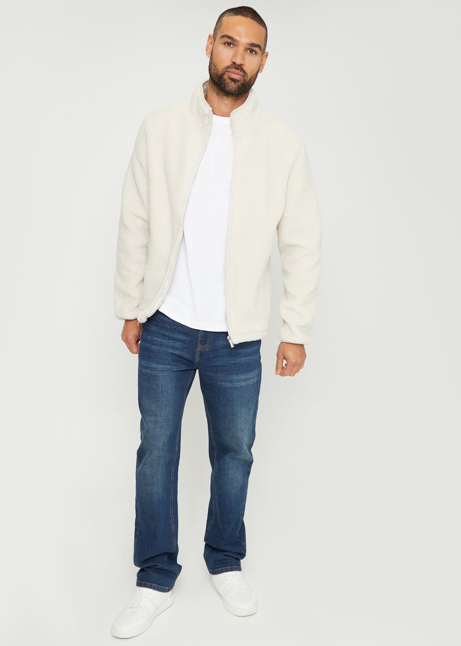 Threadbare Natural Zip Through Funnel Neck Borg Fleece