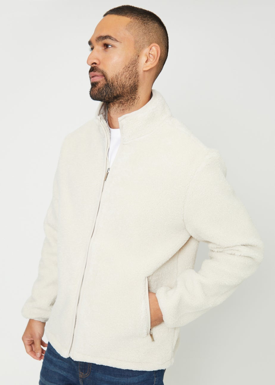 Threadbare Natural Zip Through Funnel Neck Borg Fleece