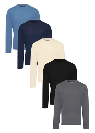 Threadbare Blue 5-Pack Assorted Long Sleeve Cotton T Shirts
