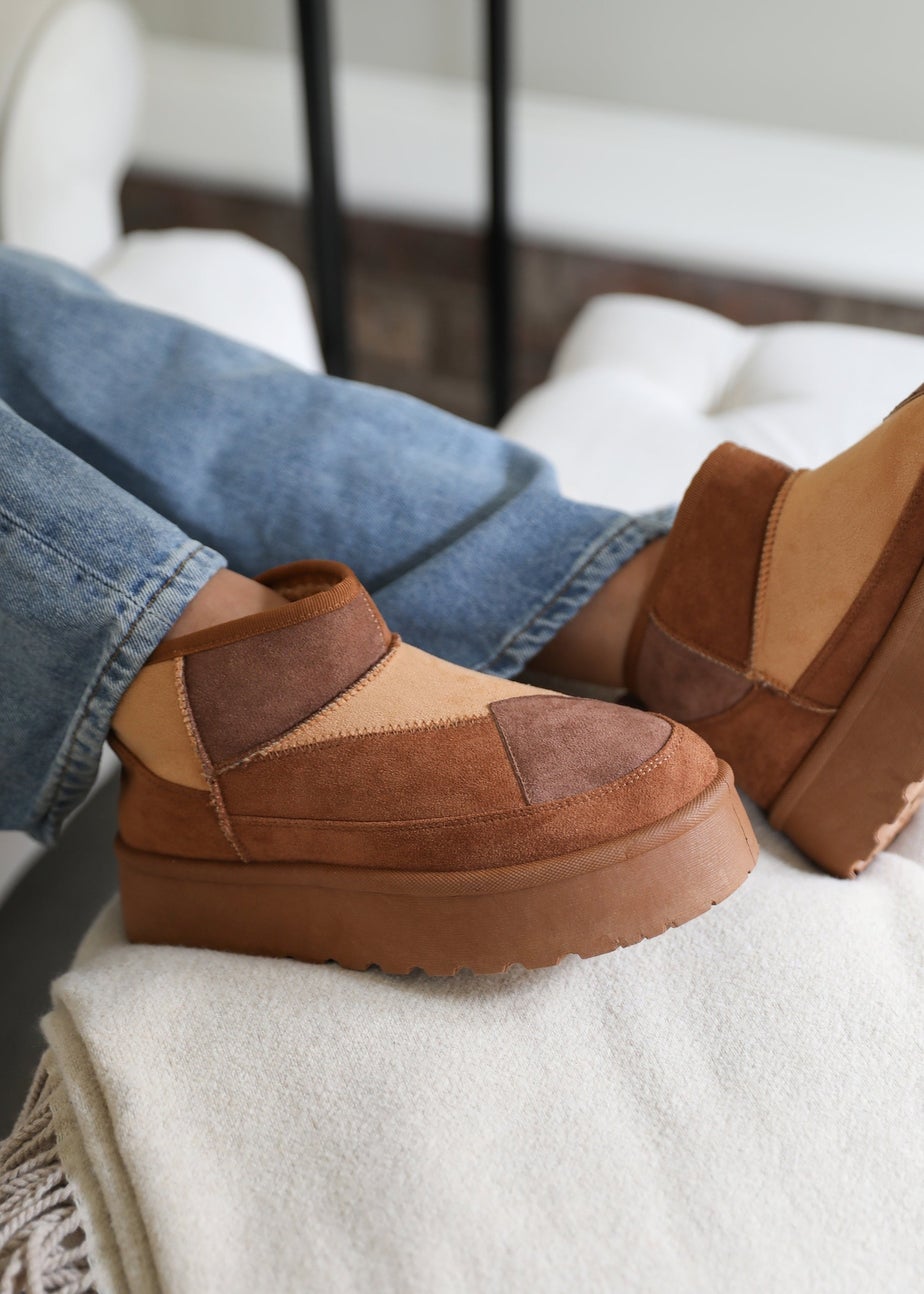 Where's That From Chestnut Coconut Flatform Faux Fur Ankle Boot