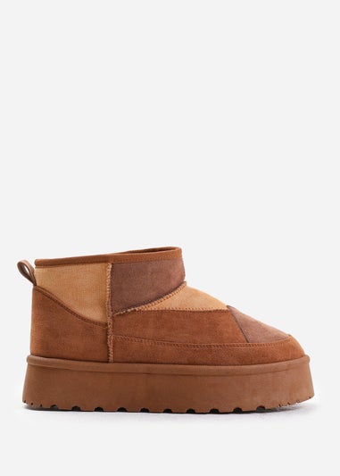 Where's That From Chestnut Coconut Flatform Faux Fur Ankle Boot