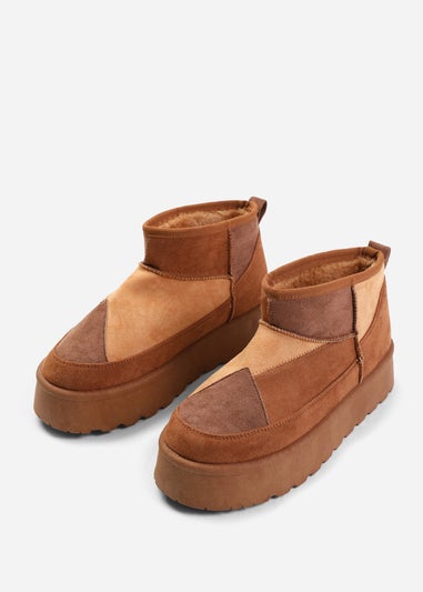 Where's That From Chestnut Coconut Flatform Faux Fur Ankle Boot