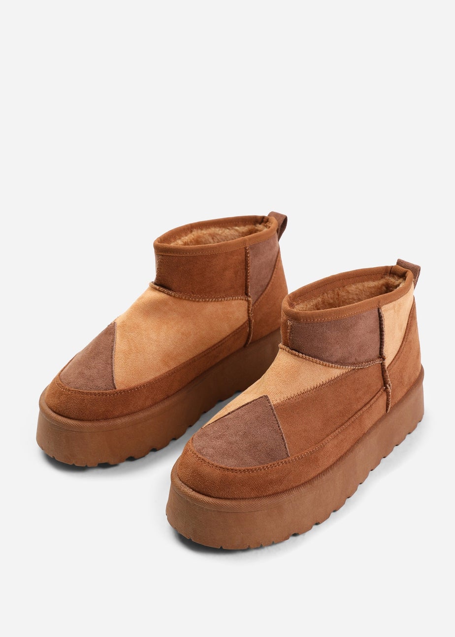 Where's That From Chestnut Coconut Flatform Faux Fur Ankle Boot