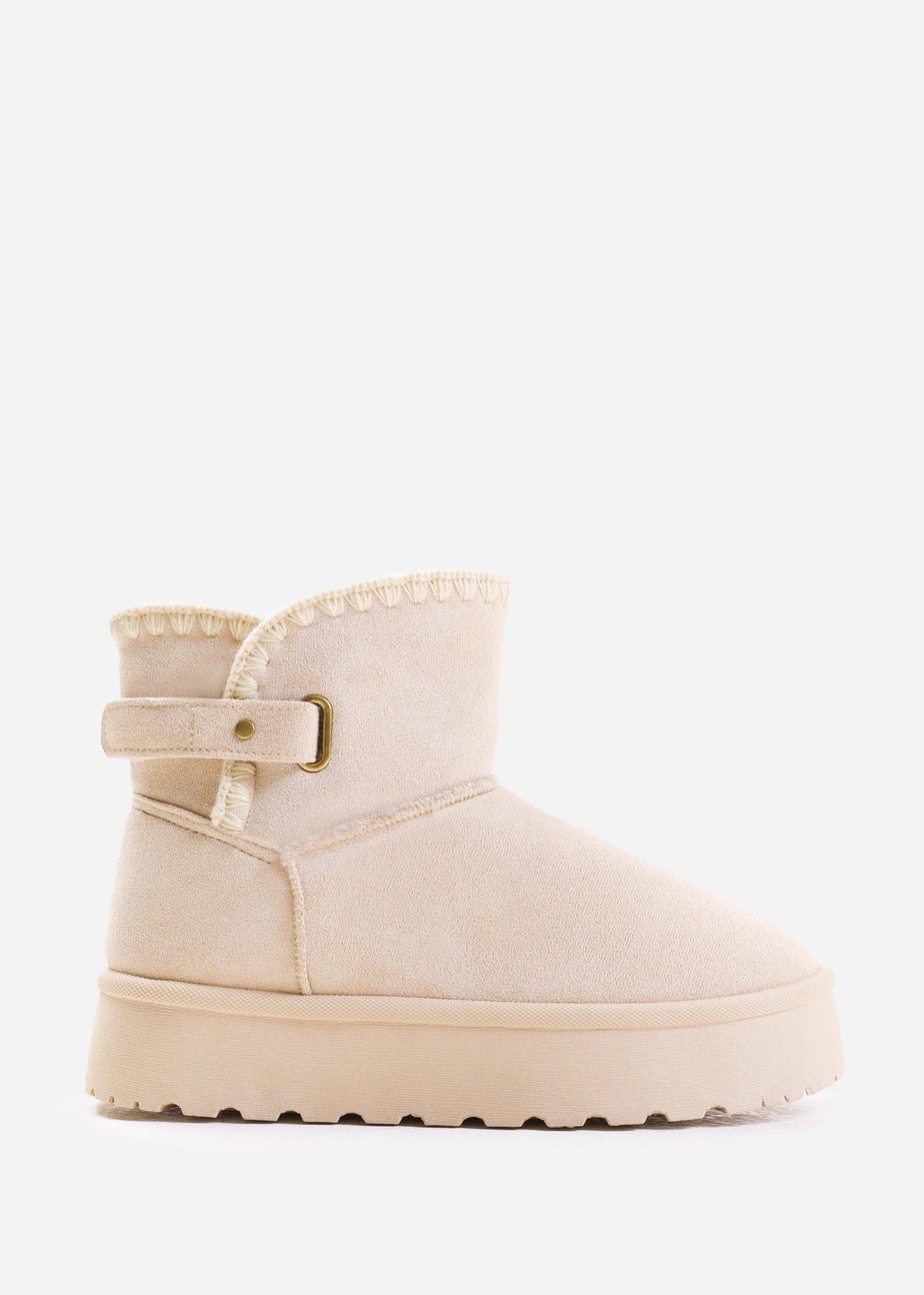 Where's That From Cream Calla Flatform Velcro Fastening Ankle Boots