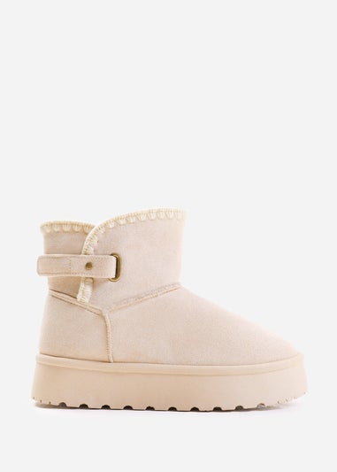 Where's That From Cream Calla Flatform Velcro Fastening Ankle Boots