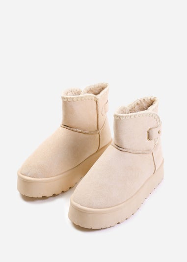 Where's That From Cream Calla Flatform Velcro Fastening Ankle Boots