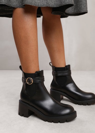 Where's That From Black Lyric Chunky Sole Ankle Boots