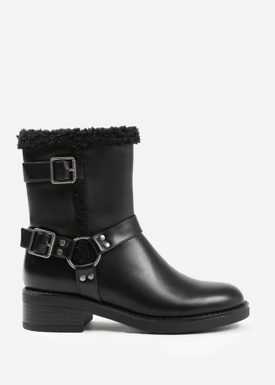 Where's That From Black Wynter Ankle Boot With Buckle Detailing
