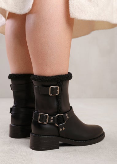 Where's That From Black Wynter Ankle Boot With Buckle Detailing