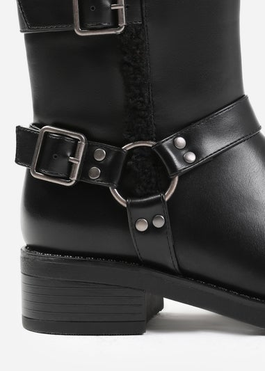 Where's That From Black Wynter Ankle Boot With Buckle Detailing