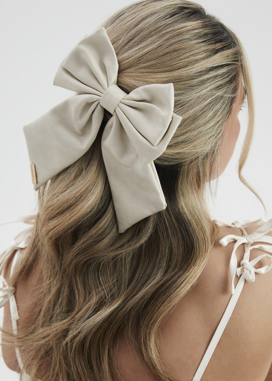 Madein Cream Luxe Polly Bow with Golden Accent