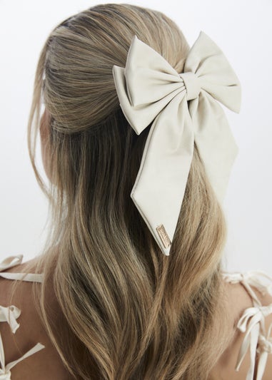Madein Cream Luxe Polly Bow with Golden Accent