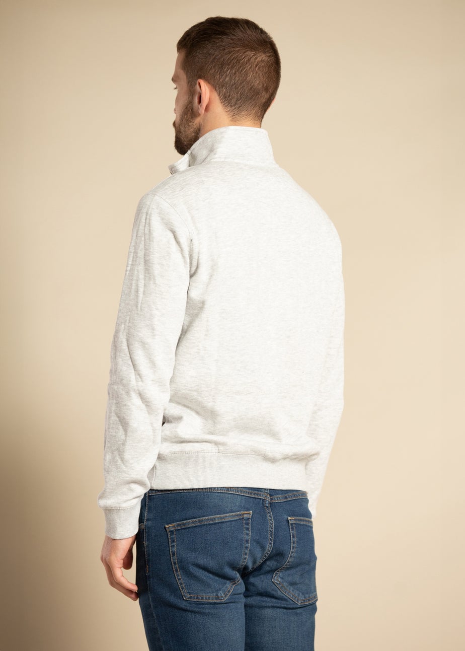 French Connection Light Grey Cotton Blend Half-Zip Jumper