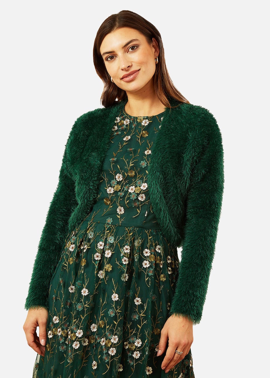Yumi Green Eyelash Knit Bolero