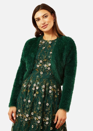 Yumi Green Eyelash Knit Bolero