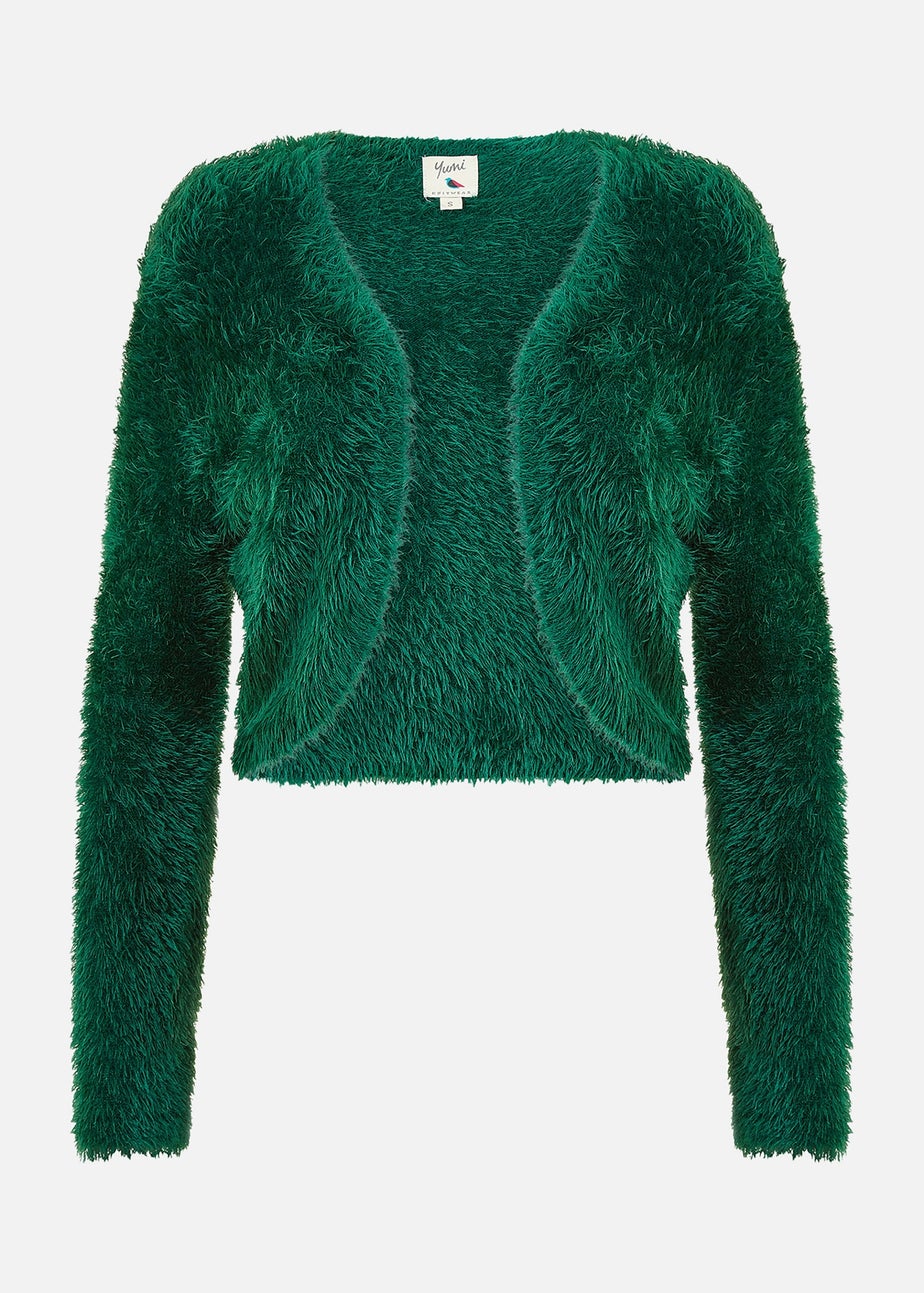 Yumi Green Eyelash Knit Bolero