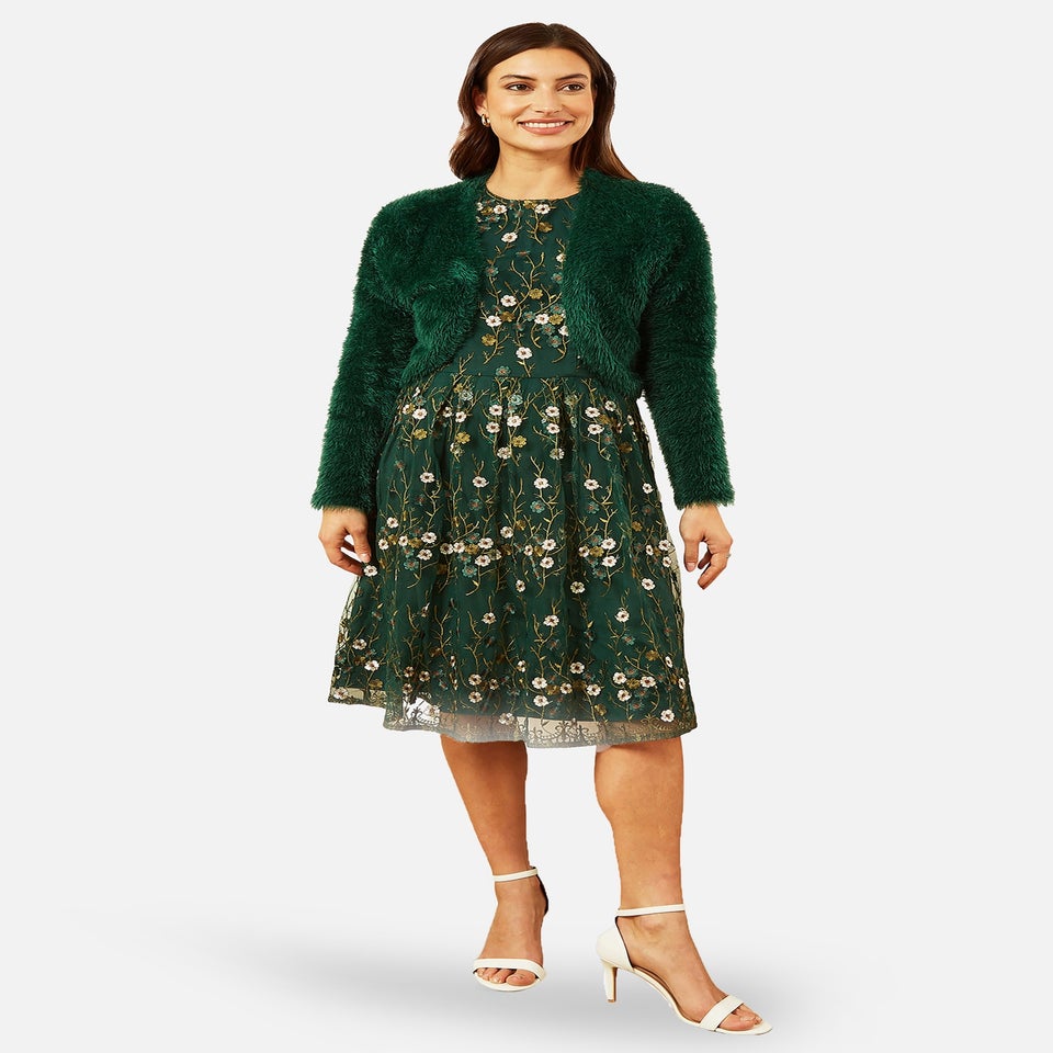 Yumi Green Eyelash Knit Bolero