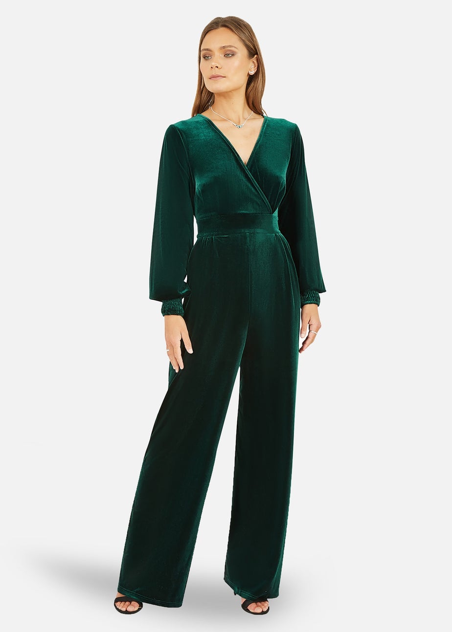 Yumi Green Velvet Long Sleeve Jumpsuit