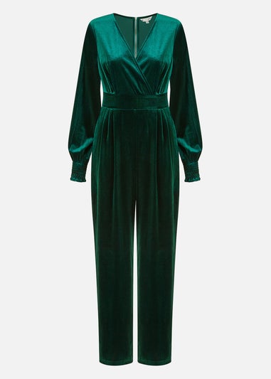 Yumi Green Velvet Long Sleeve Jumpsuit