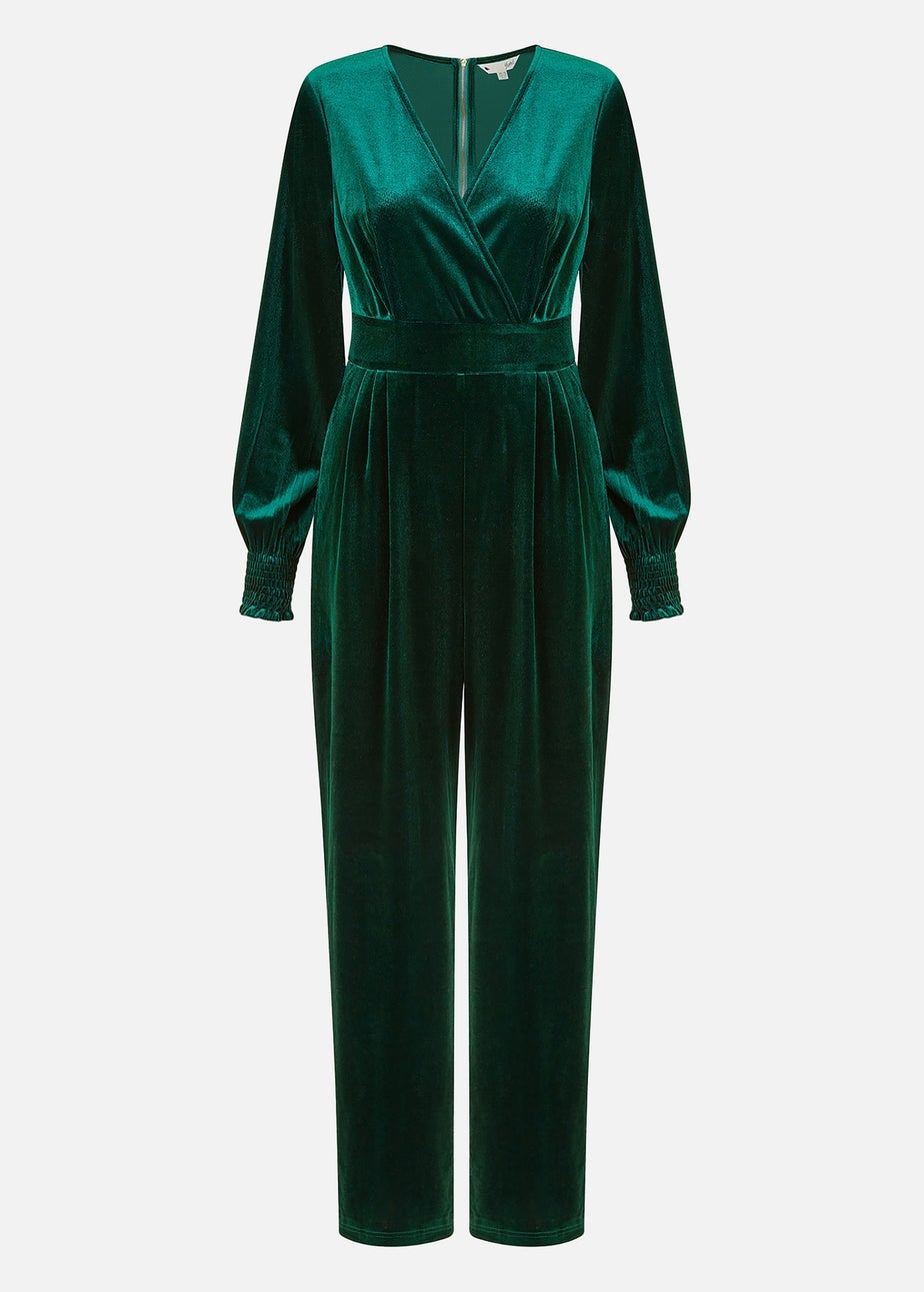Yumi Green Velvet Long Sleeve Jumpsuit