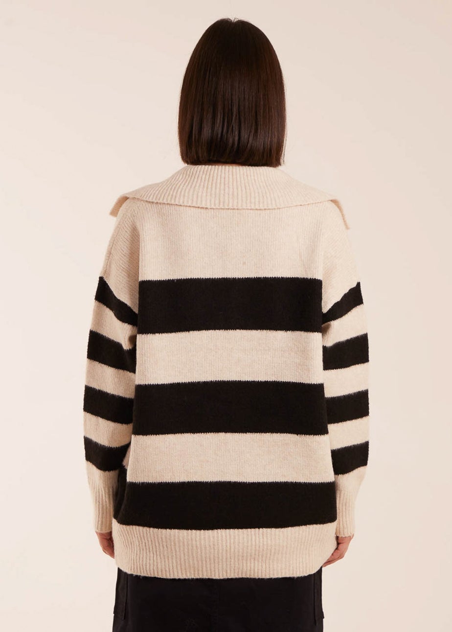 Blue Vanilla Stone Collar Wide Stripe Jumper