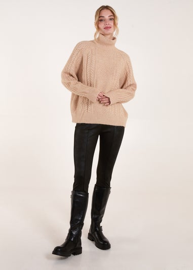 Blue Vanilla Stone High Neck Cable Knit Jumper