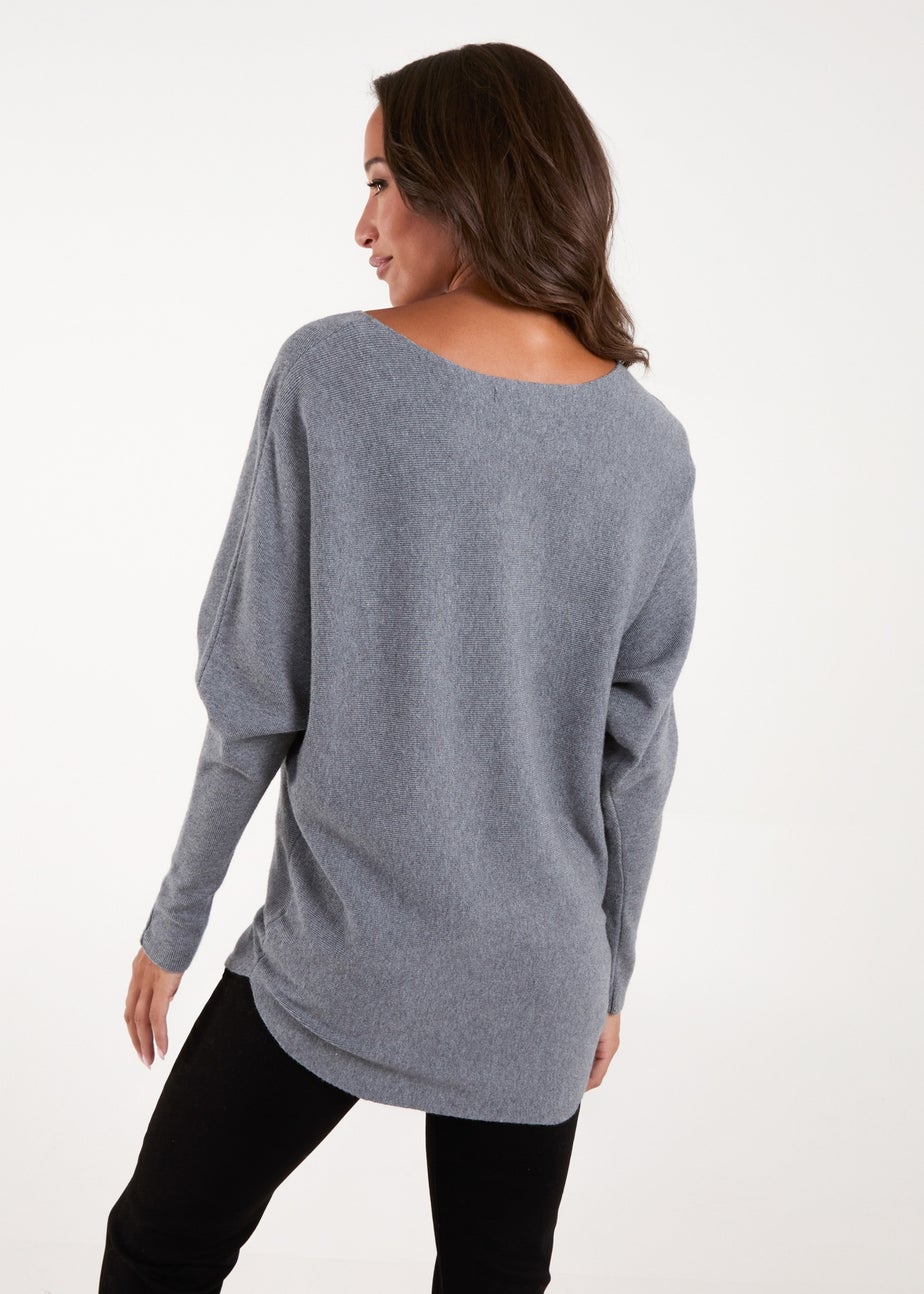 Blue Vanilla Grey Embellished Cat Jumper
