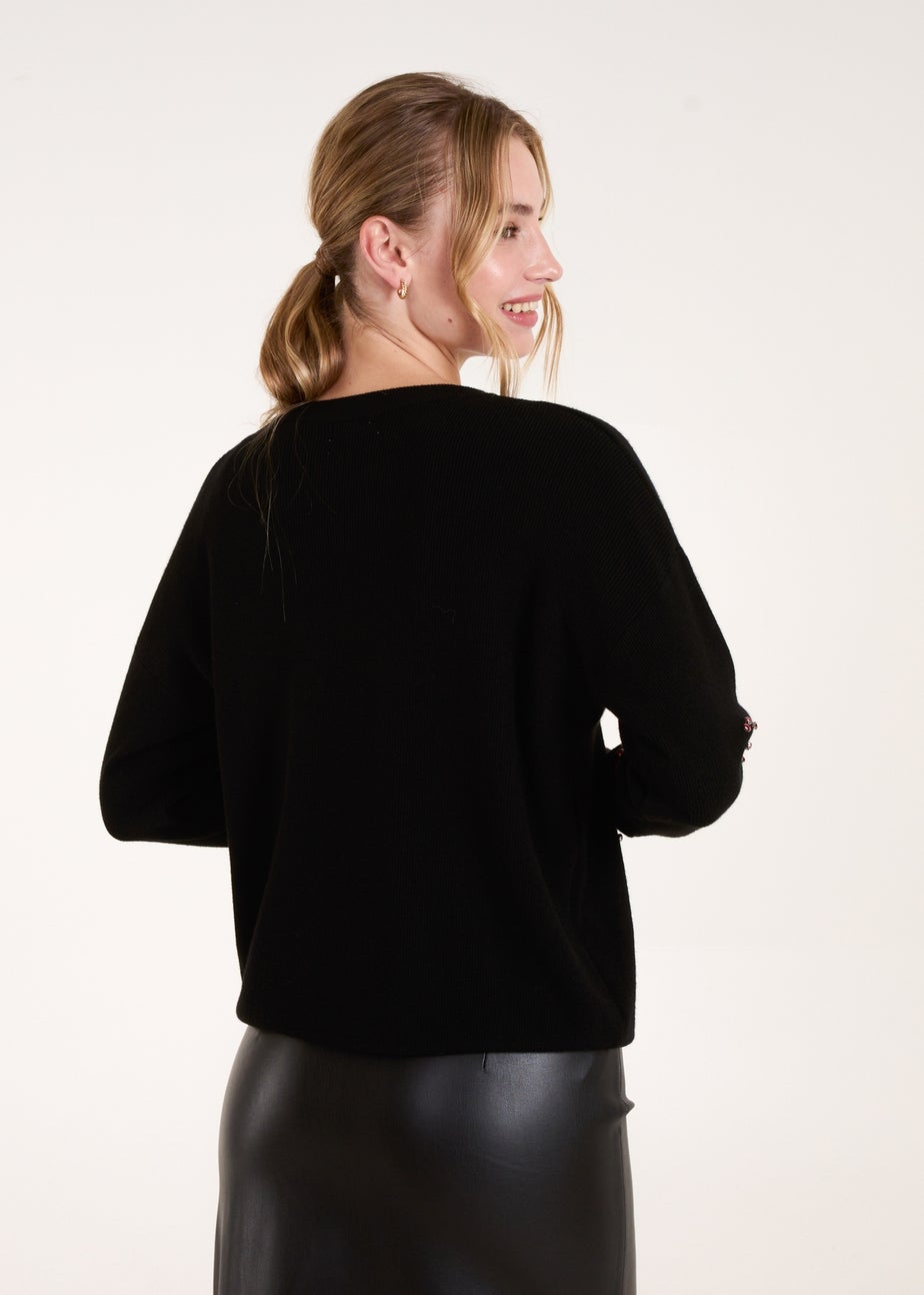 Blue Vanilla Black Rhinestone Heart Jumper