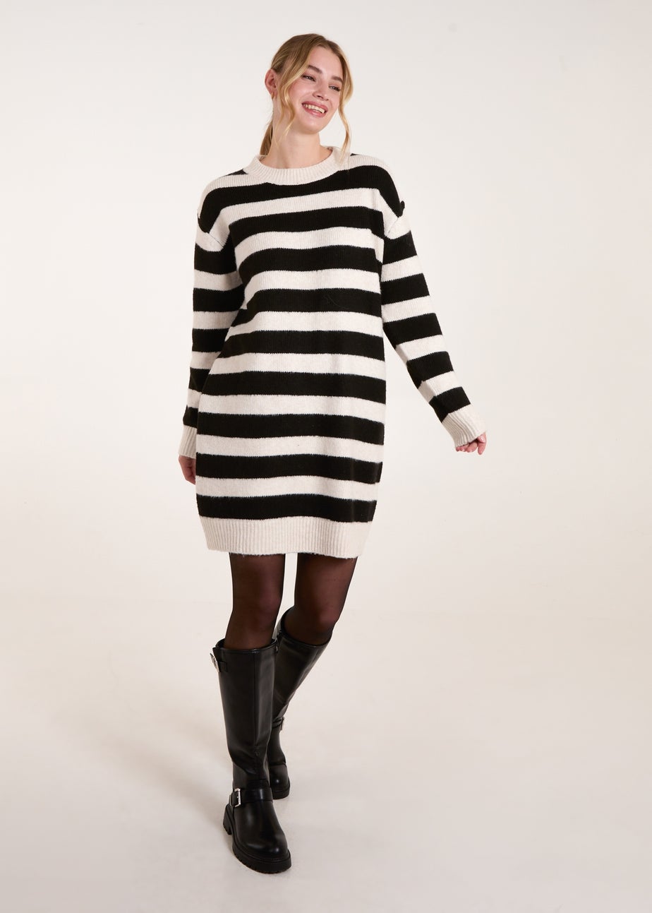 Blue Vanilla Stone Wide Stripe Crew Neck Jumper Dress