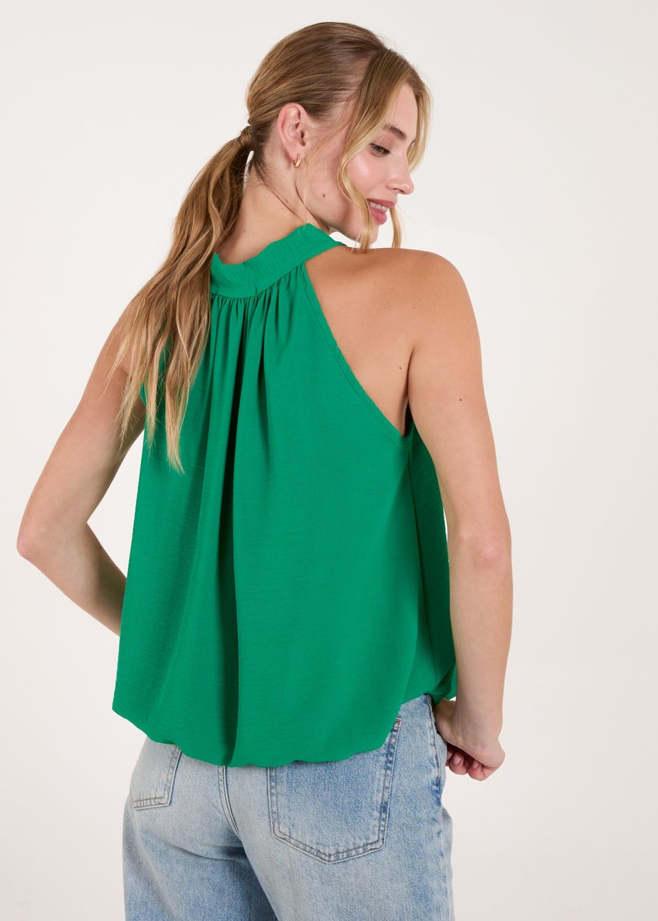 Blue Vanilla Green Pussybow Sleeveless Top