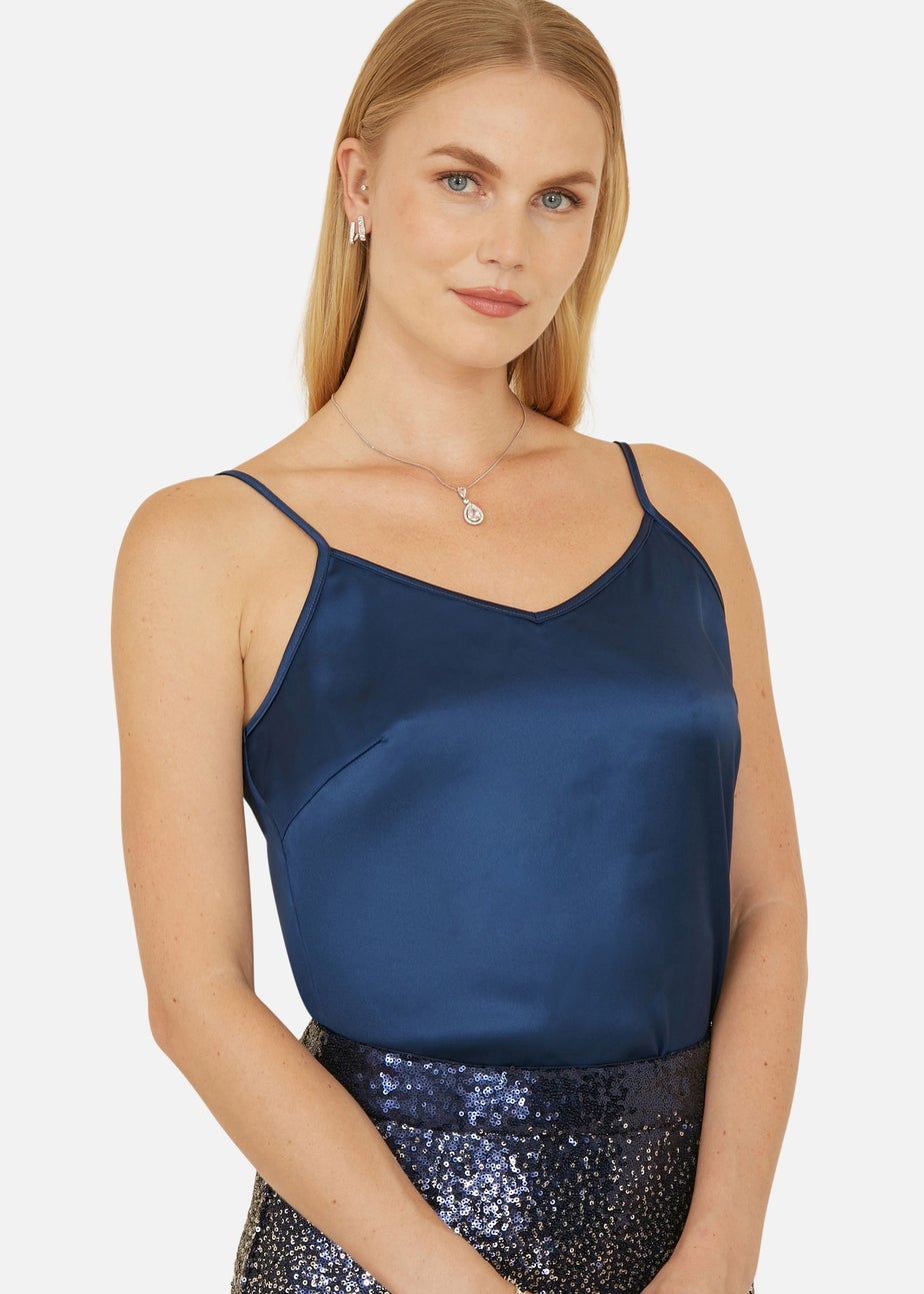 Yumi Navy Satin Cami Top