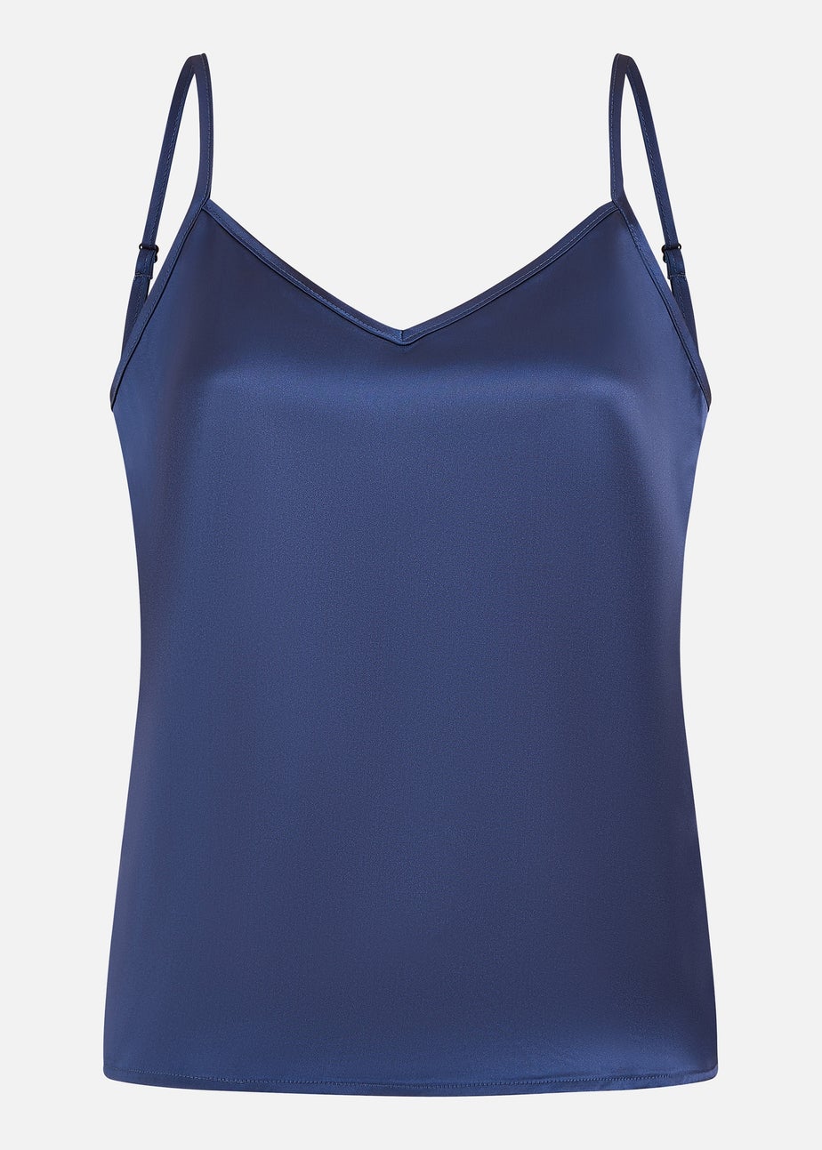 Yumi Navy Satin Cami Top