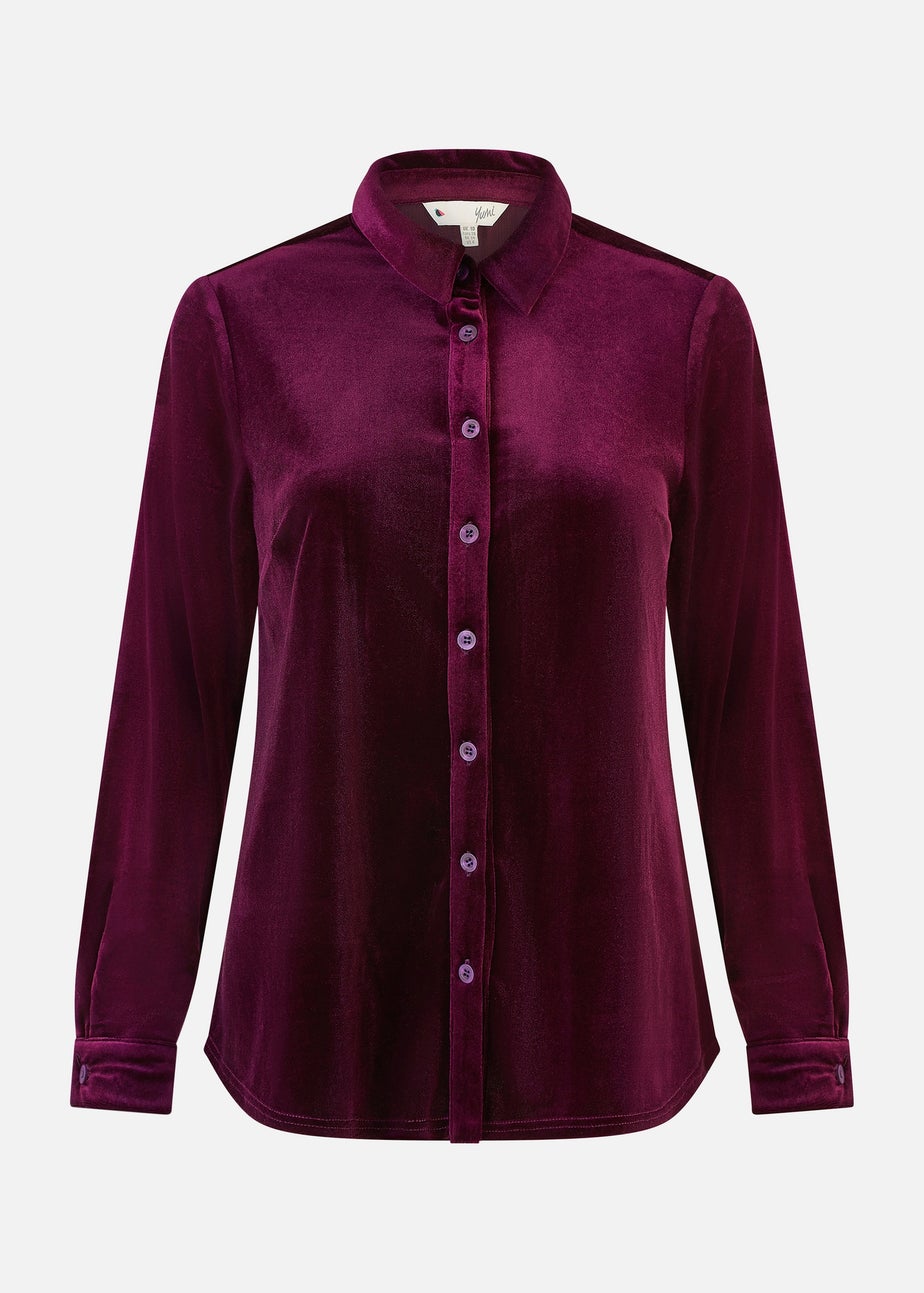 Yumi Plum Velvet Relaxed Fit Shirt
