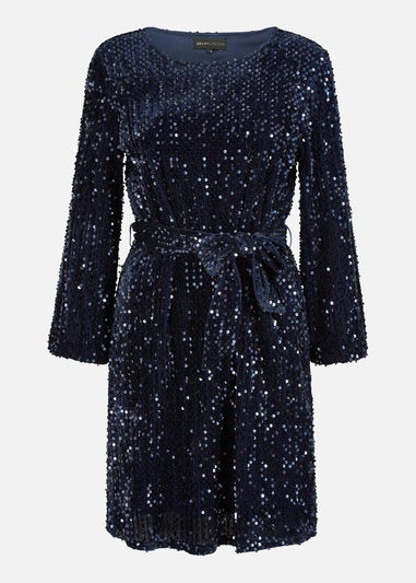Mela Navy Sequin Smock Dress
