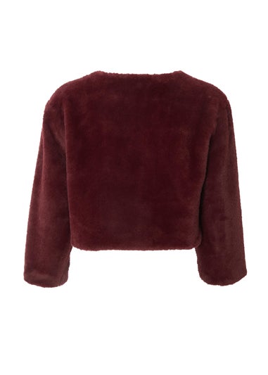 Quiz Red Faux Fur Long Sleeve Cape
