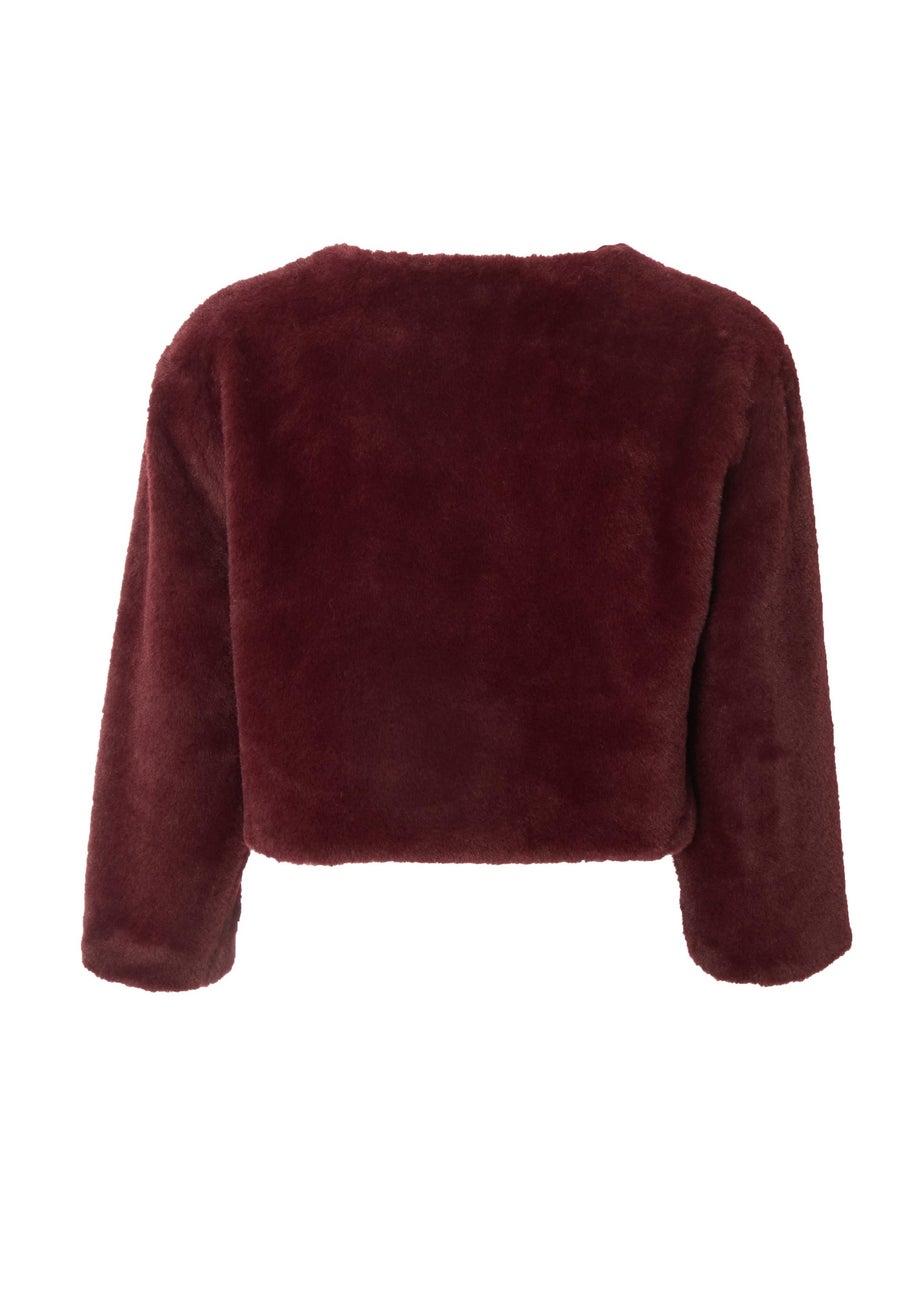 Quiz Red Faux Fur Long Sleeve Cape
