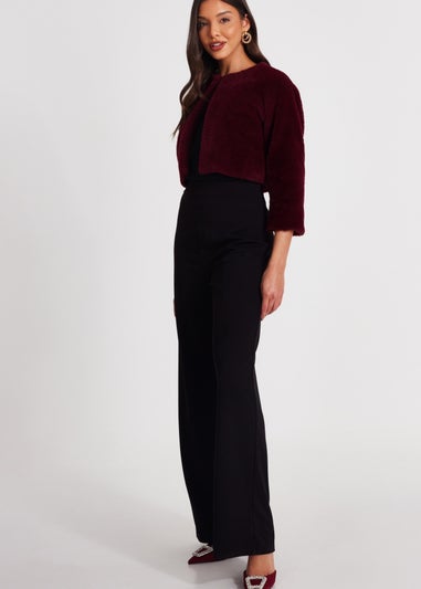 Quiz Red Faux Fur Long Sleeve Cape