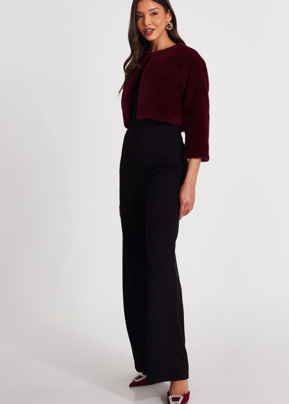 Quiz Red Faux Fur Long Sleeve Cape