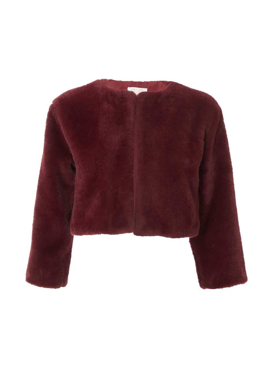 Quiz Red Faux Fur Long Sleeve Cape