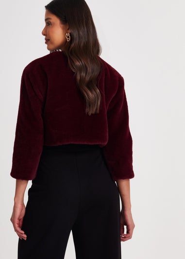 Quiz Red Faux Fur Long Sleeve Cape