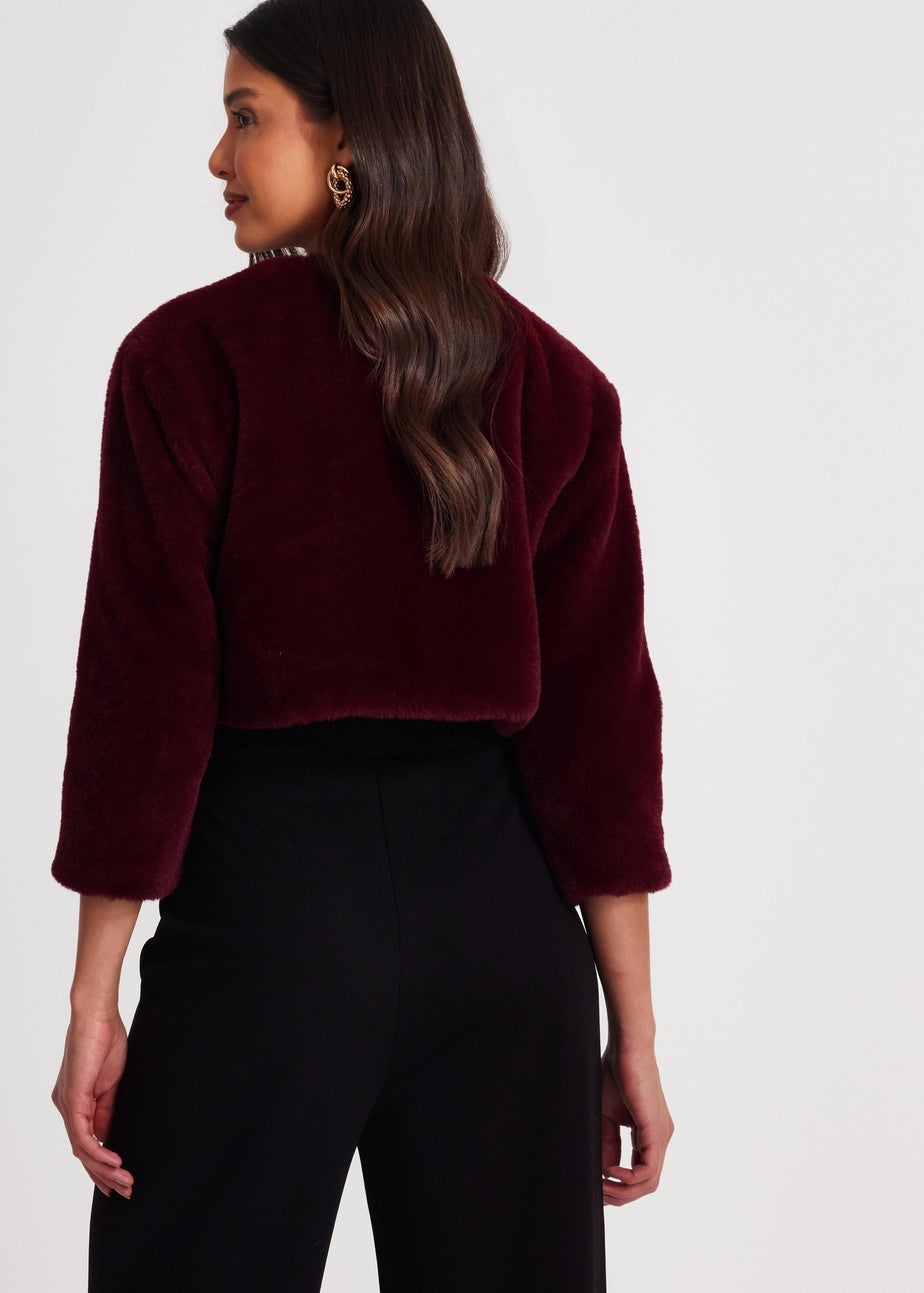 Quiz Red Faux Fur Long Sleeve Cape