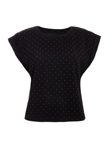 Quiz Black Stud Detail Top