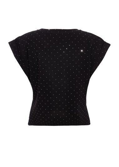 Quiz Black Stud Detail Top