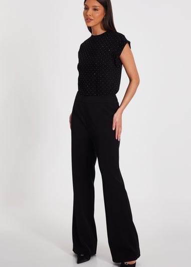 Quiz Black Stud Detail Top
