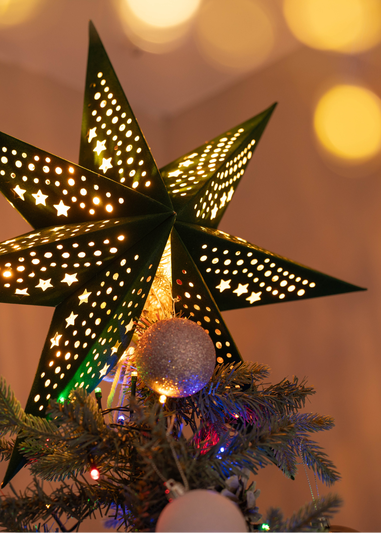 ValueLights Green Velvet Star Light Plug in Wall Light Christmas Tree Topper (45cm x 45cm x 13cm)