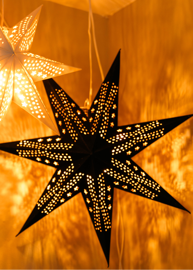 ValueLights Large Black Velvet Star Light Plug in Wall Light Christmas Tree Topper (60cm x 60cm x 15cm)